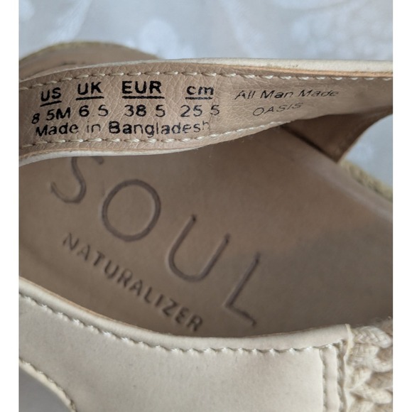 Soul Naturalizer Oasis Espadrille Wedge Macrame Sandals Cream Crochet Womens 8.5 - Picture 11 of 12